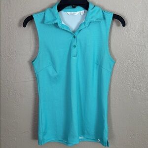 Lady Hagen Jacquard Sleeveless Polo Teal Crush Summer Stylish Golf XS
